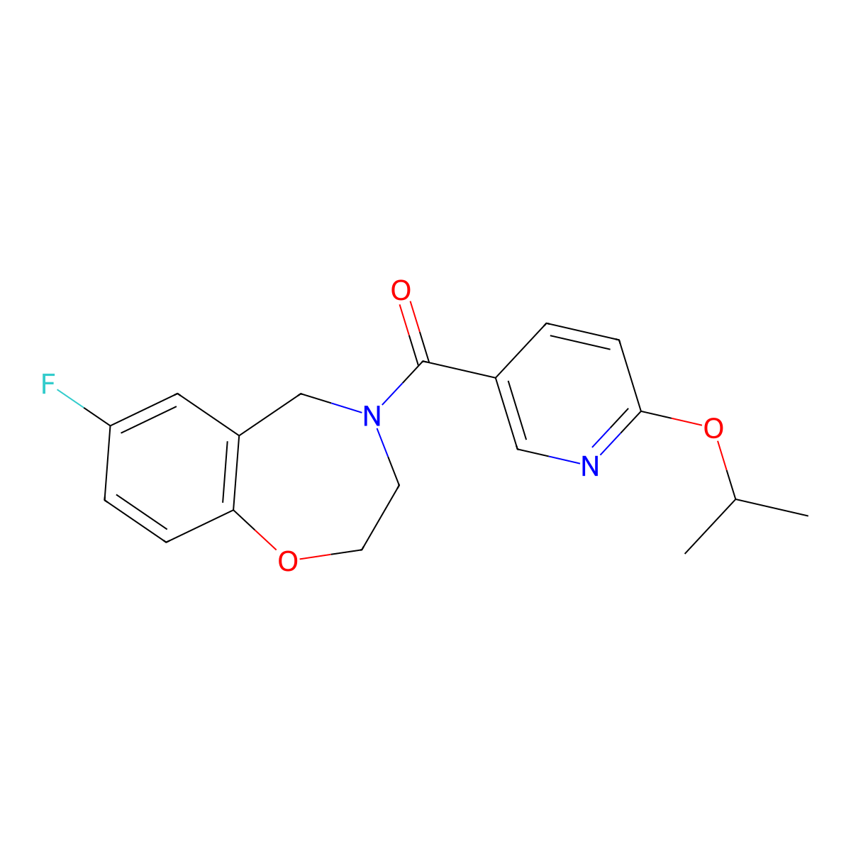 (7-fluoro-2,3-dihydrobenzo[f][1,4]oxazepin-4(5H)-yl)(6-isopropoxypyridin-3-yl)methanone molecular structure, CAS 2034290-56-5