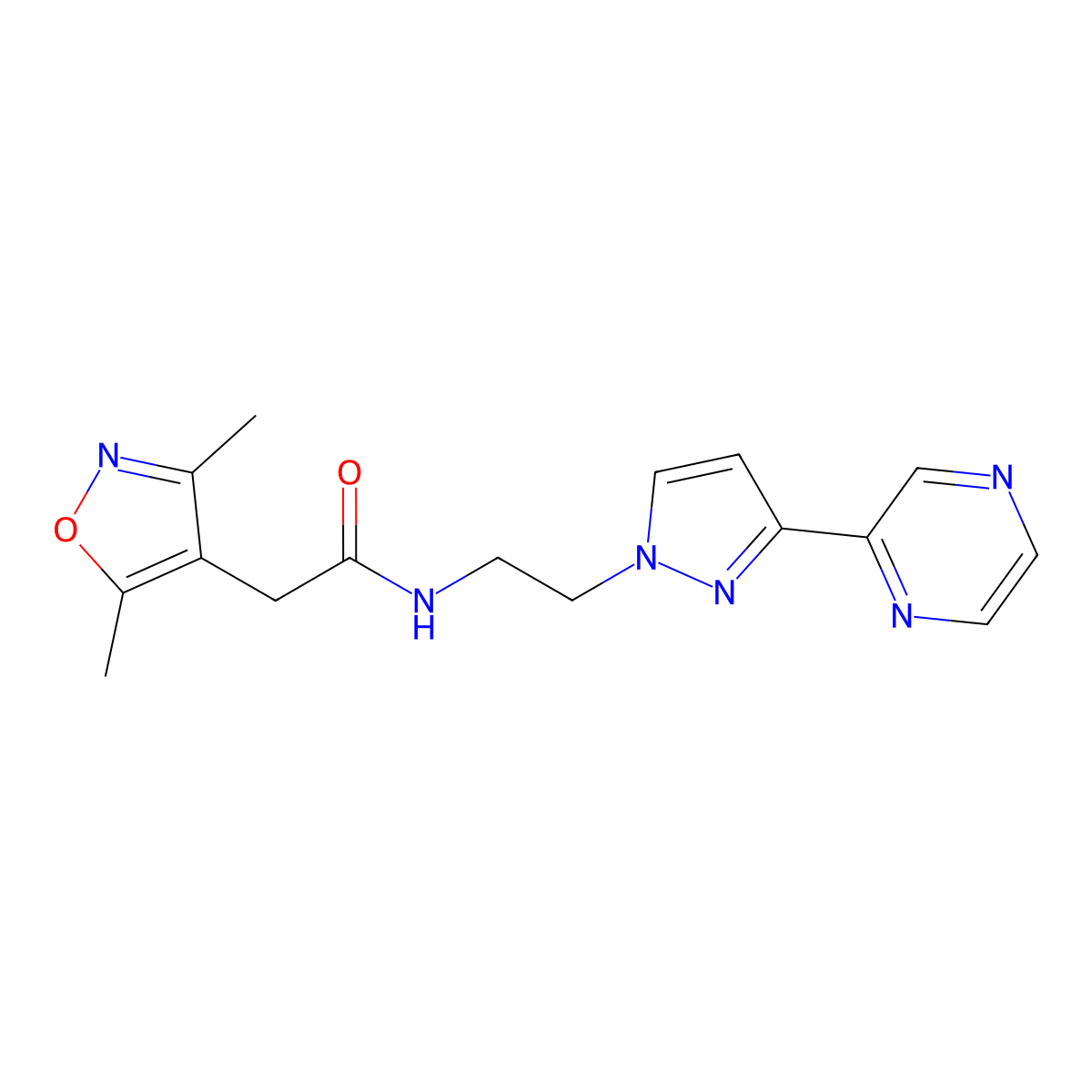 2-(3,5-dimethylisoxazol-4-yl)-N-(2-(3-(pyrazin-2-yl)-1H-pyrazol-1-yl)ethyl)acetamide molecular structure, CAS 2034290-61-2
