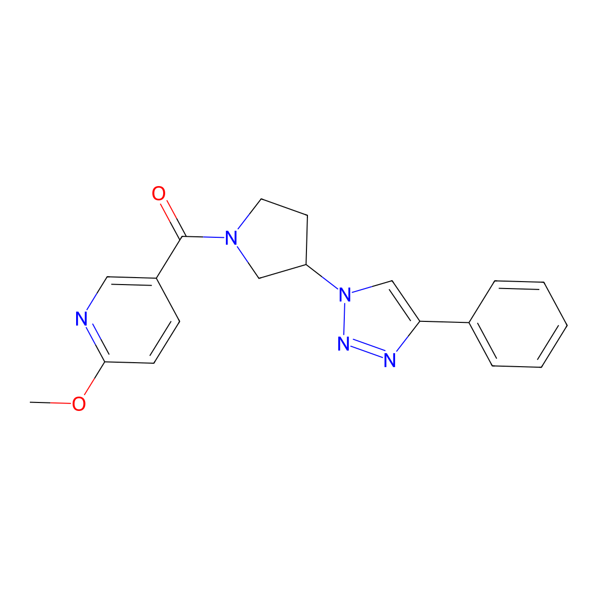 (6-methoxypyridin-3-yl)(3-(4-phenyl-1H-1,2,3-triazol-1-yl)pyrrolidin-1-yl)methanone molecular structure, CAS 2034290-74-7