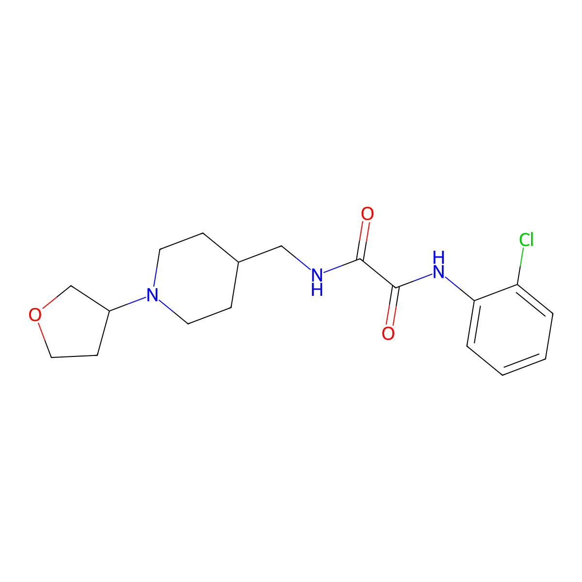 N1-(2-chlorophenyl)-N2-((1-(tetrahydrofuran-3-yl)piperidin-4-yl)methyl)oxalamide molecular structure, CAS 2034290-76-9