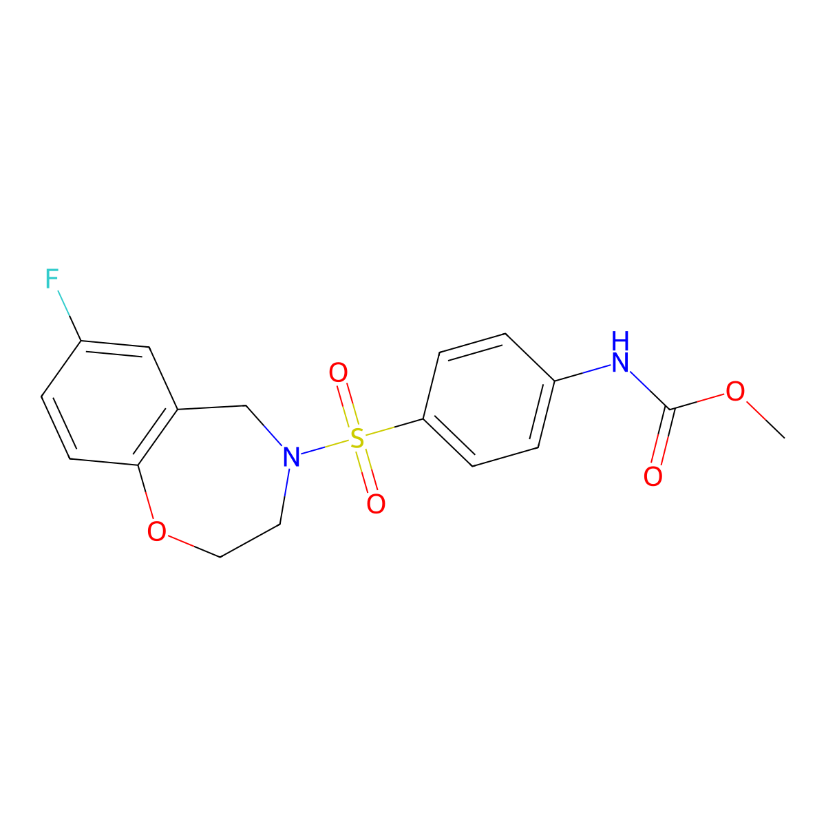 methyl (4-((7-fluoro-2,3-dihydrobenzo[f][1,4]oxazepin-4(5H)-yl)sulfonyl)phenyl)carbamate molecular structure, CAS 2034290-77-0
