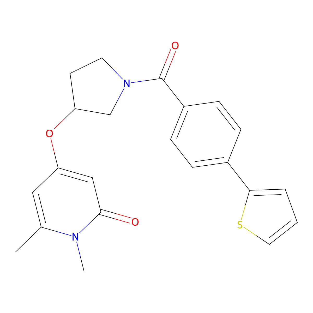 1,6-dimethyl-4-((1-(4-(thiophen-2-yl)benzoyl)pyrrolidin-3-yl)oxy)pyridin-2(1H)-one molecular structure, CAS 2034290-85-0