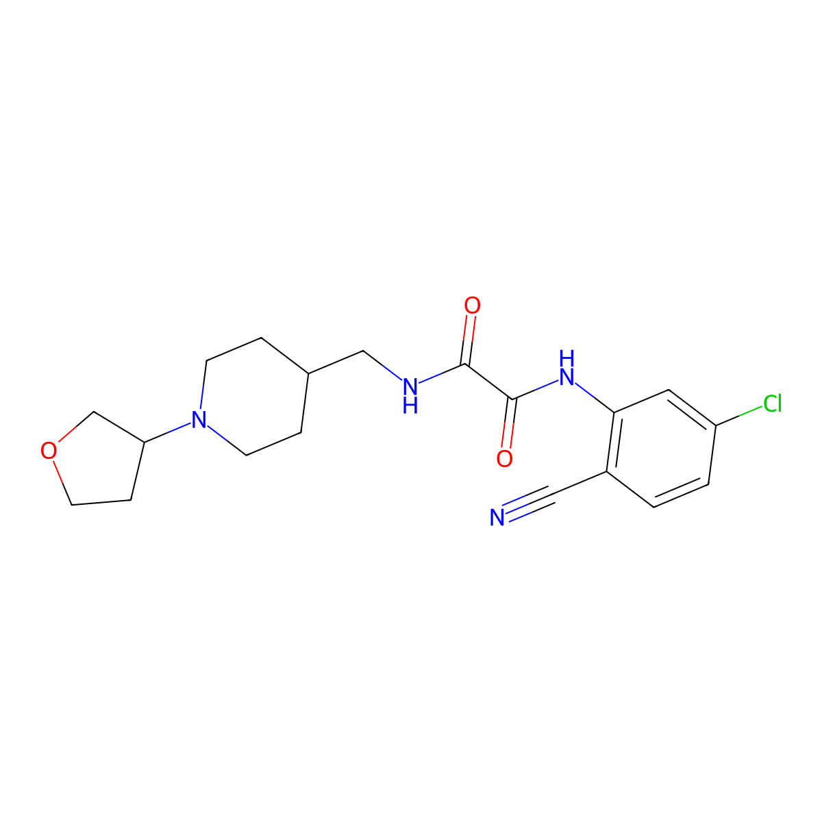 N1-(5-chloro-2-cyanophenyl)-N2-((1-(tetrahydrofuran-3-yl)piperidin-4-yl)methyl)oxalamide molecular structure, CAS 2034290-90-7