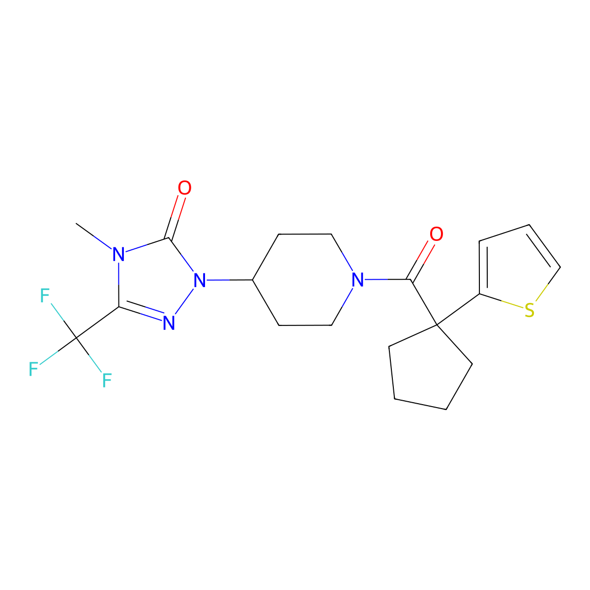 4-methyl-1-(1-(1-(thiophen-2-yl)cyclopentanecarbonyl)piperidin-4-yl)-3-(trifluoromethyl)-1H-1,2,4-triazol-5(4H)-one molecular structure, CAS 2034291-03-5