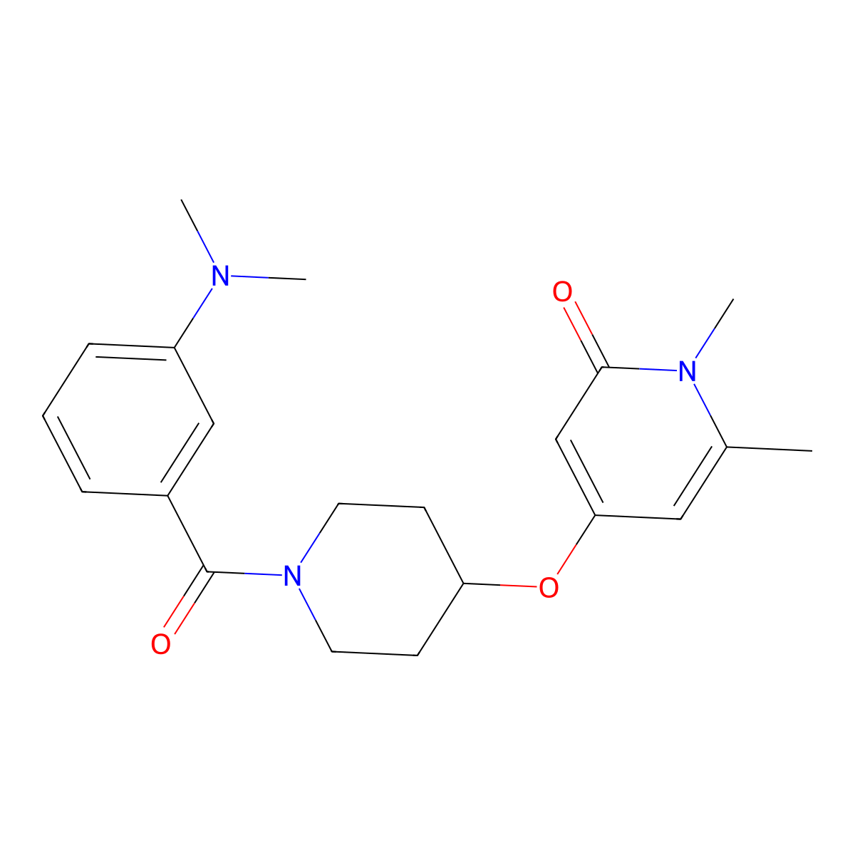 4-((1-(3-(dimethylamino)benzoyl)piperidin-4-yl)oxy)-1,6-dimethylpyridin-2(1H)-one molecular structure, CAS 2034291-05-7