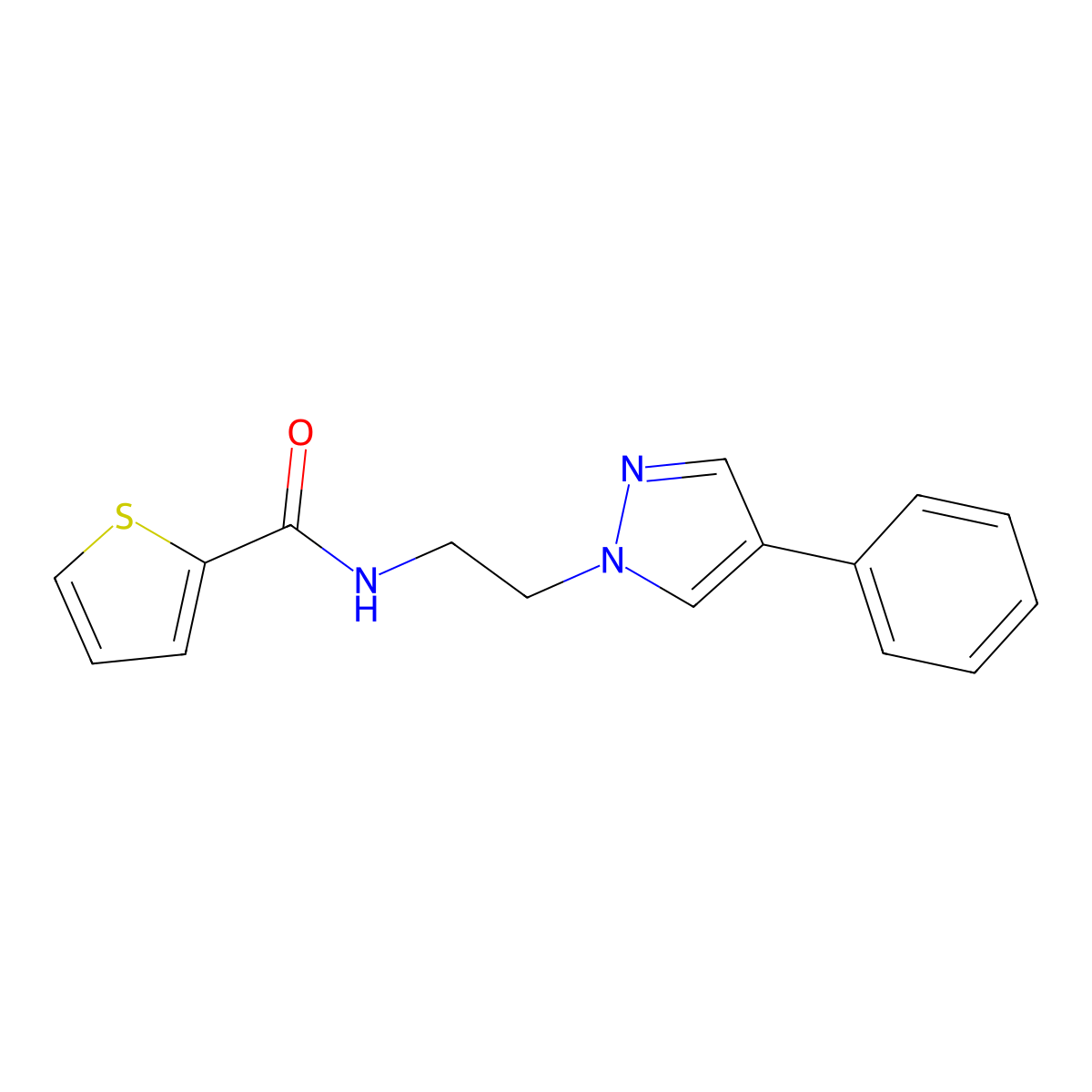 N-(2-(4-phenyl-1H-pyrazol-1-yl)ethyl)thiophene-2-carboxamide molecular structure, CAS 2034291-08-0