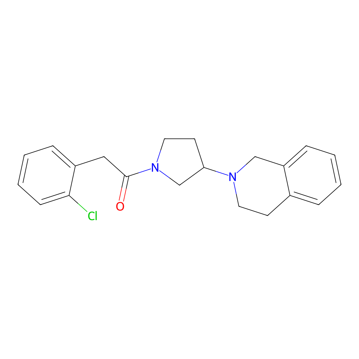 2-(2-chlorophenyl)-1-(3-(3,4-dihydroisoquinolin-2(1H)-yl)pyrrolidin-1-yl)ethanone molecular structure, CAS 2034291-12-6