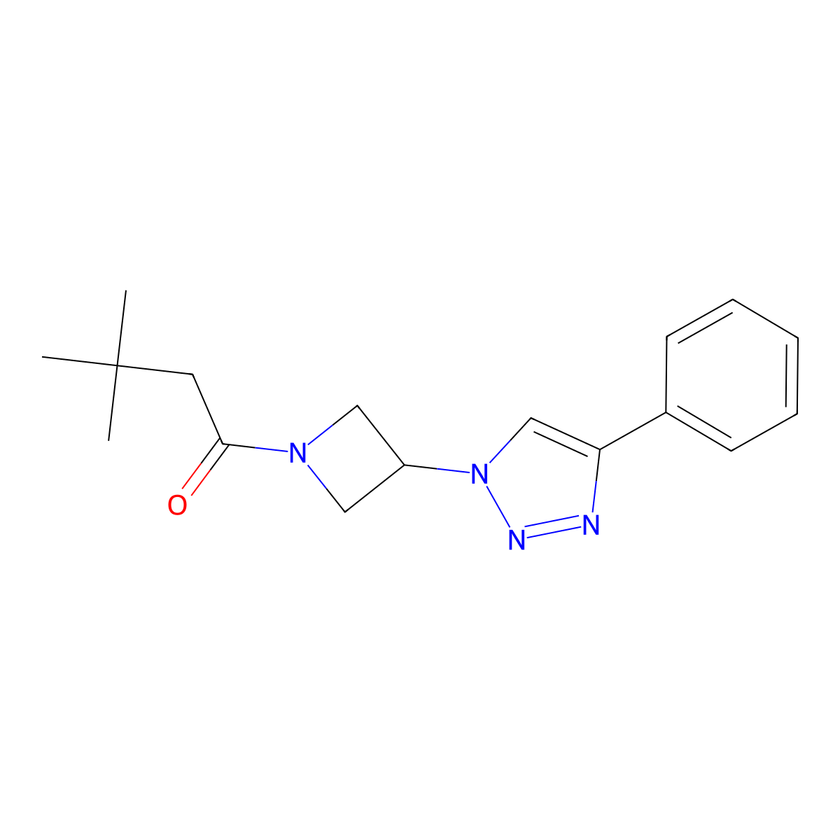 3,3-dimethyl-1-[3-(4-phenyl-1H-1,2,3-triazol-1-yl)azetidin-1-yl]butan-1-one molecular structure, CAS 2034291-13-7
