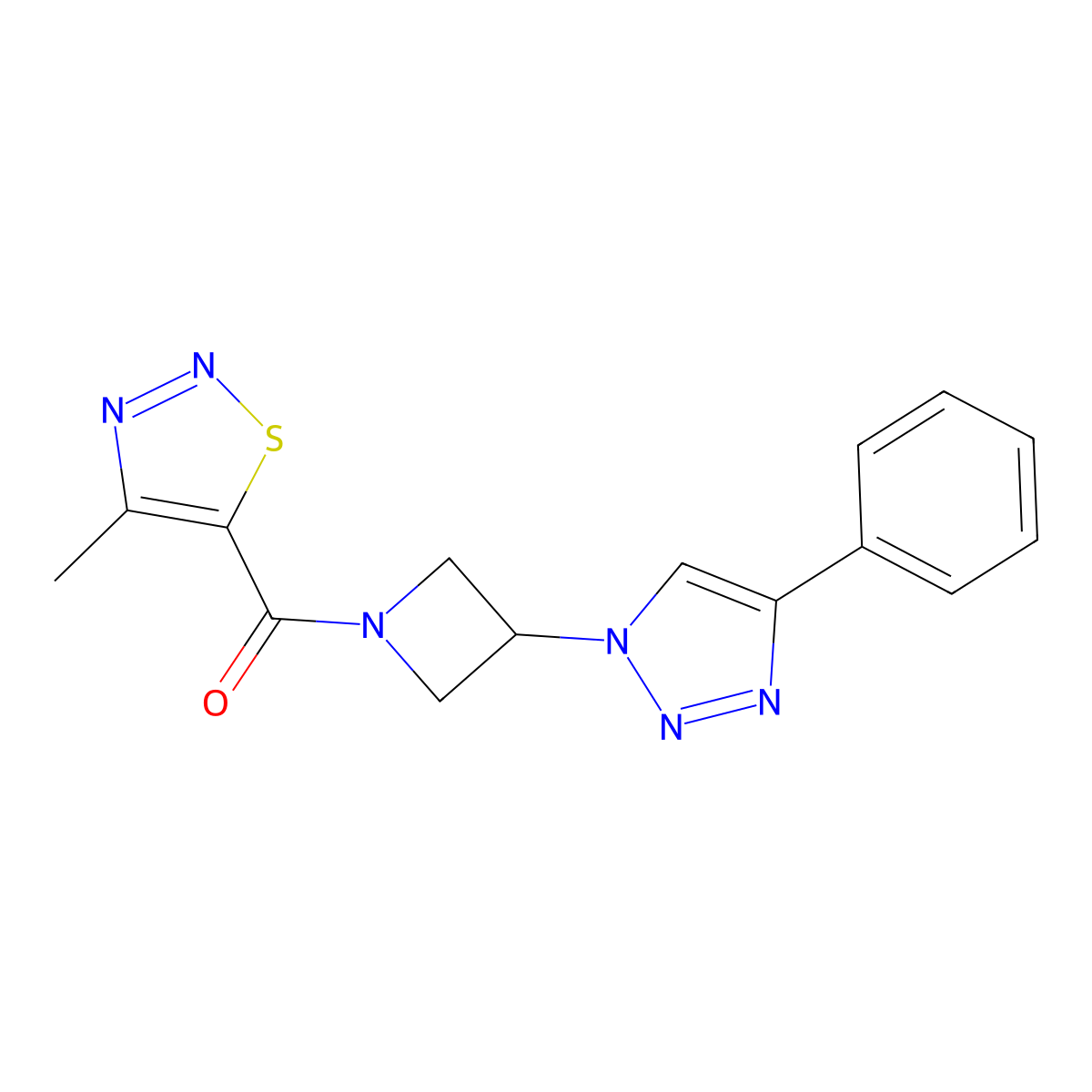 (4-methyl-1,2,3-thiadiazol-5-yl)(3-(4-phenyl-1H-1,2,3-triazol-1-yl)azetidin-1-yl)methanone molecular structure, CAS 2034291-22-8