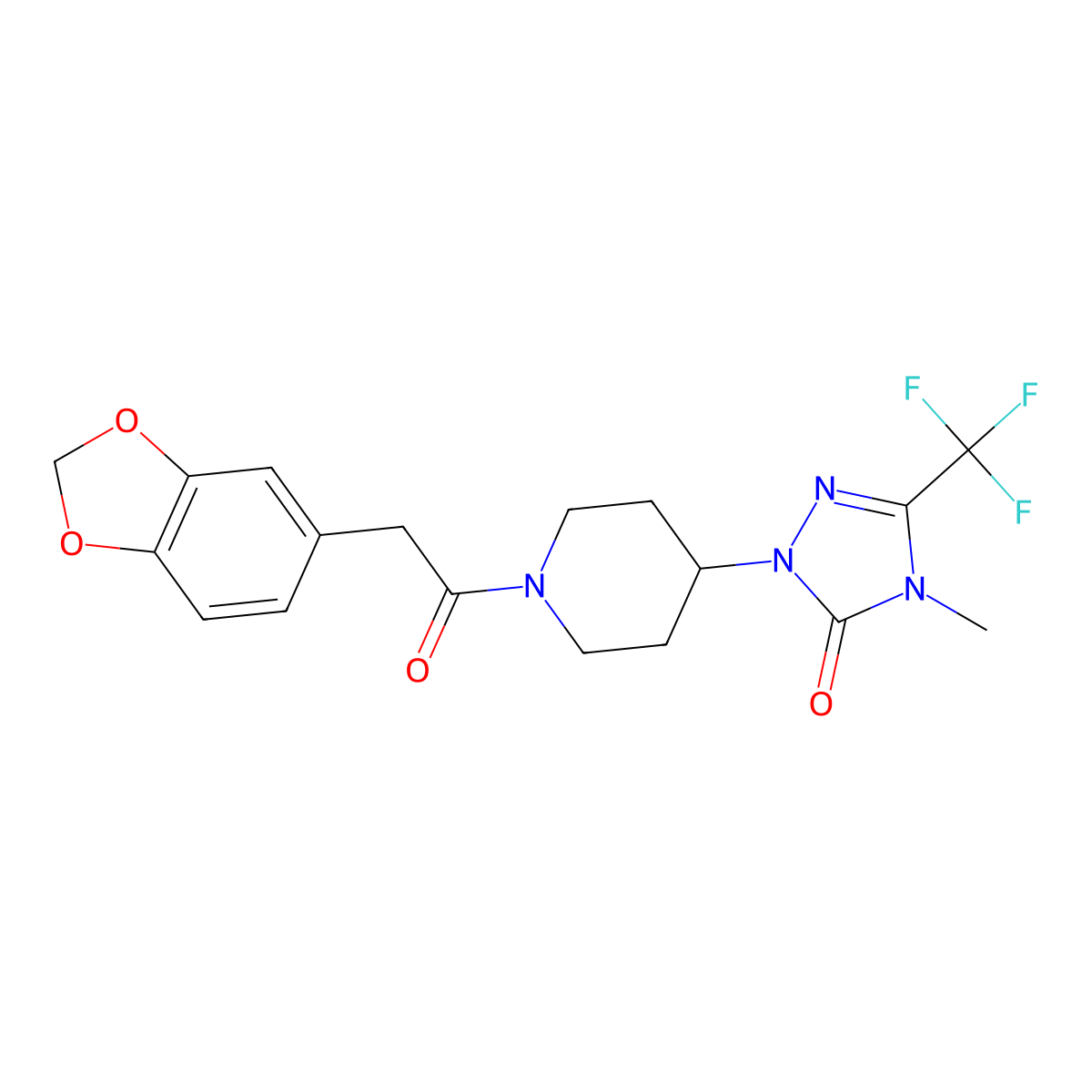 1-(1-(2-(benzo[d][1,3]dioxol-5-yl)acetyl)piperidin-4-yl)-4-methyl-3-(trifluoromethyl)-1H-1,2,4-triazol-5(4H)-one molecular structure, CAS 2034291-24-0