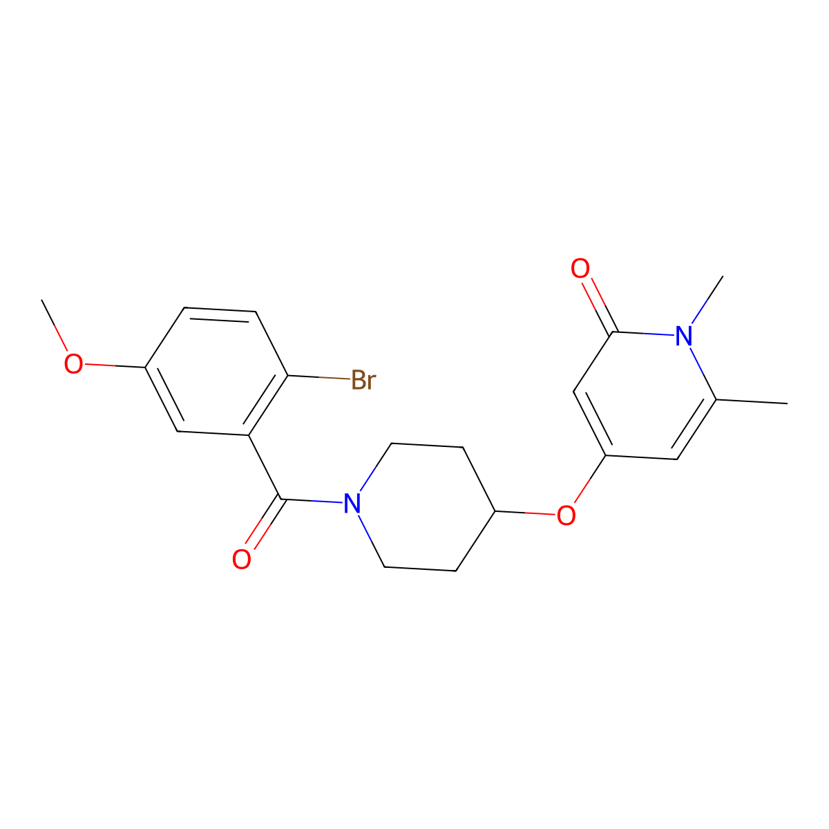 4-((1-(2-bromo-5-methoxybenzoyl)piperidin-4-yl)oxy)-1,6-dimethylpyridin-2(1H)-one molecular structure, CAS 2034291-26-2