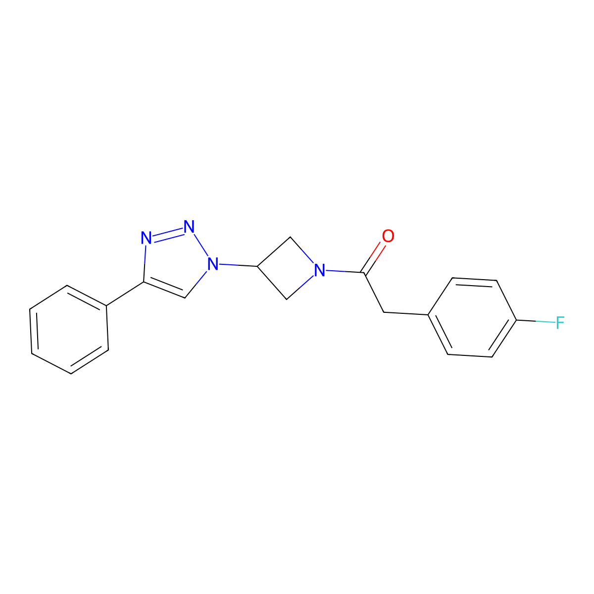 2-(4-fluorophenyl)-1-(3-(4-phenyl-1H-1,2,3-triazol-1-yl)azetidin-1-yl)ethanone molecular structure, CAS 2034291-32-0