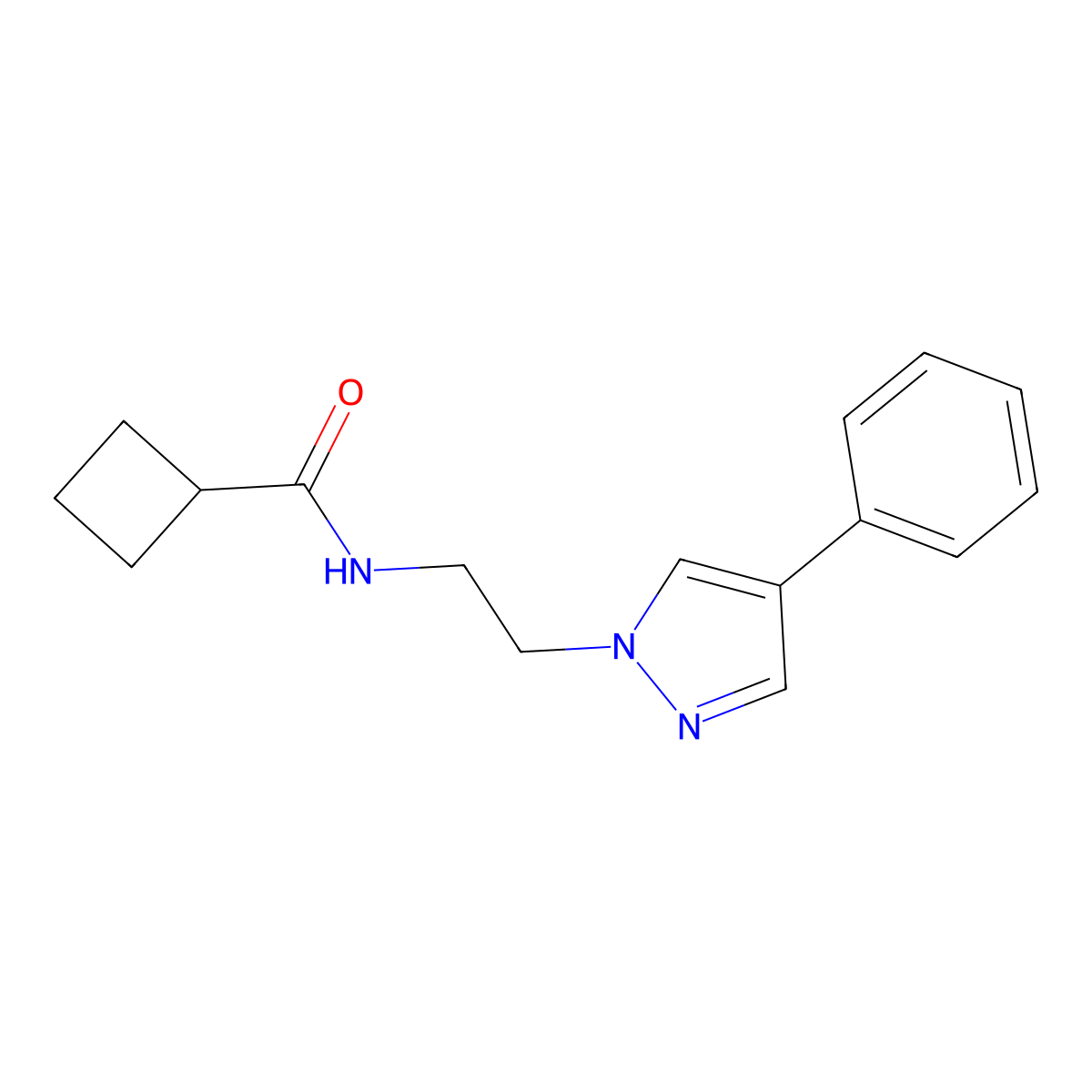 N-[2-(4-phenyl-1H-pyrazol-1-yl)ethyl]cyclobutanecarboxamide molecular structure, CAS 2034291-33-1