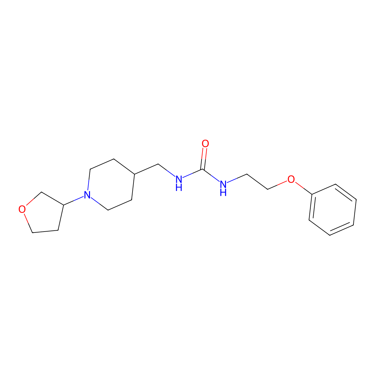 1-(2-Phenoxyethyl)-3-((1-(tetrahydrofuran-3-yl)piperidin-4-yl)methyl)urea molecular structure, CAS 2034291-36-4