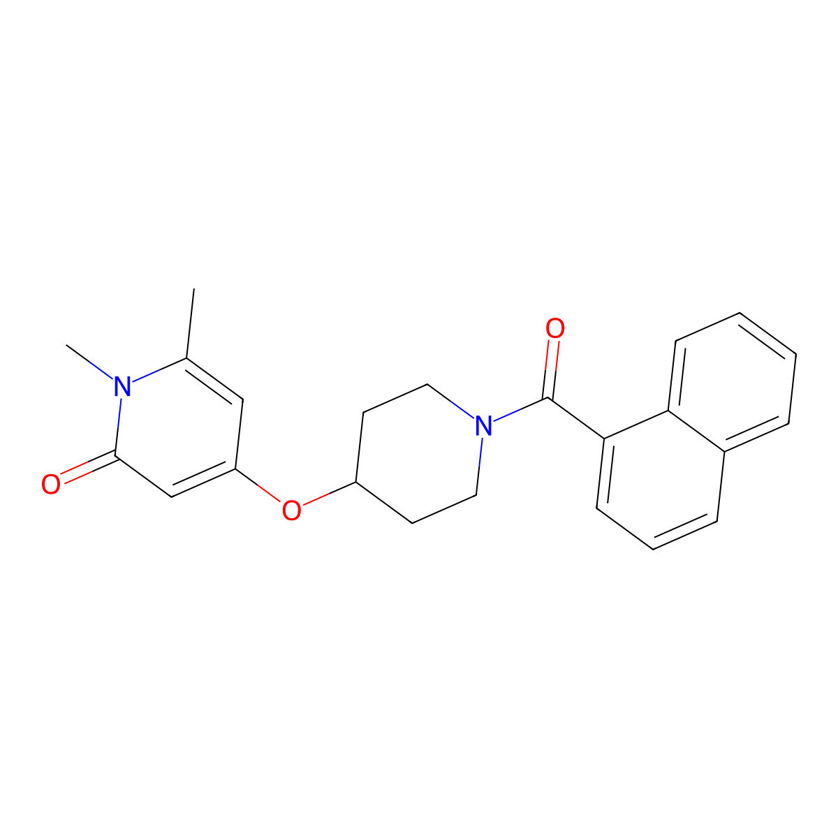 4-((1-(1-naphthoyl)piperidin-4-yl)oxy)-1,6-dimethylpyridin-2(1H)-one molecular structure, CAS 2034291-38-6
