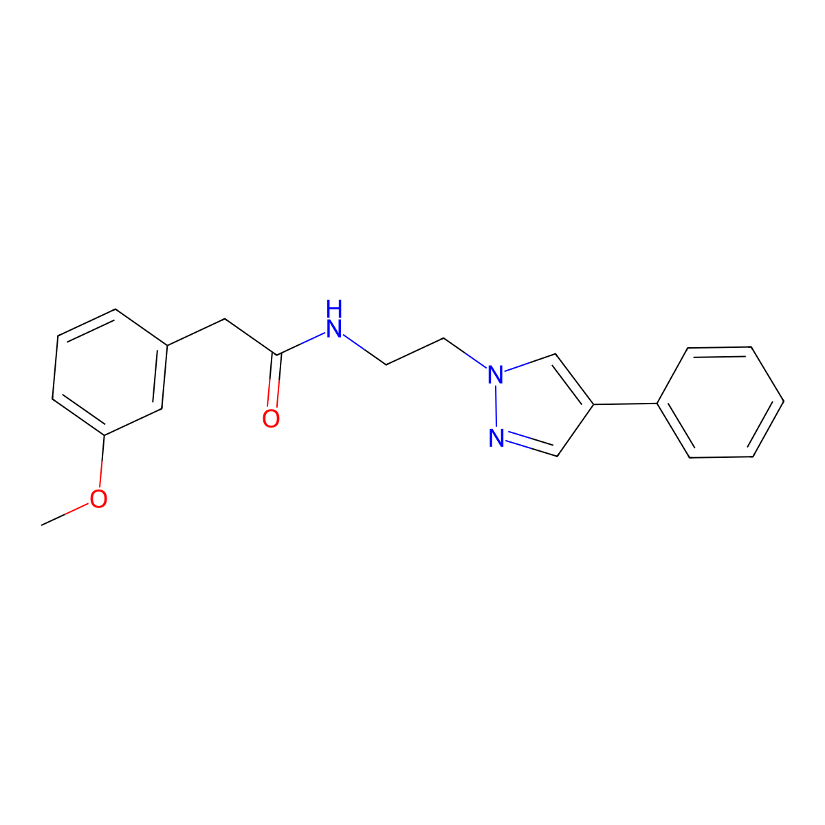 2-(3-methoxyphenyl)-N-[2-(4-phenyl-1H-pyrazol-1-yl)ethyl]acetamide molecular structure, CAS 2034291-40-0