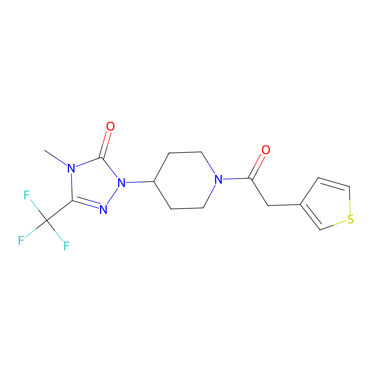 4-methyl-1-(1-(2-(thiophen-3-yl)acetyl)piperidin-4-yl)-3-(trifluoromethyl)-1H-1,2,4-triazol-5(4H)-one molecular structure, CAS 2034291-42-2
