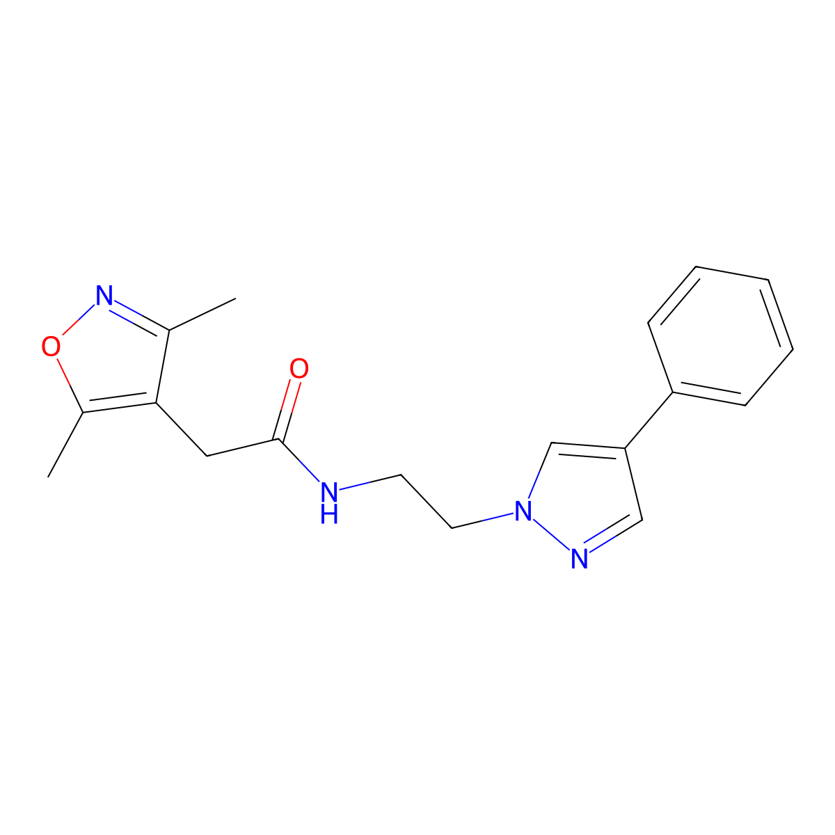 2-(3,5-dimethylisoxazol-4-yl)-N-(2-(4-phenyl-1H-pyrazol-1-yl)ethyl)acetamide molecular structure, CAS 2034291-43-3