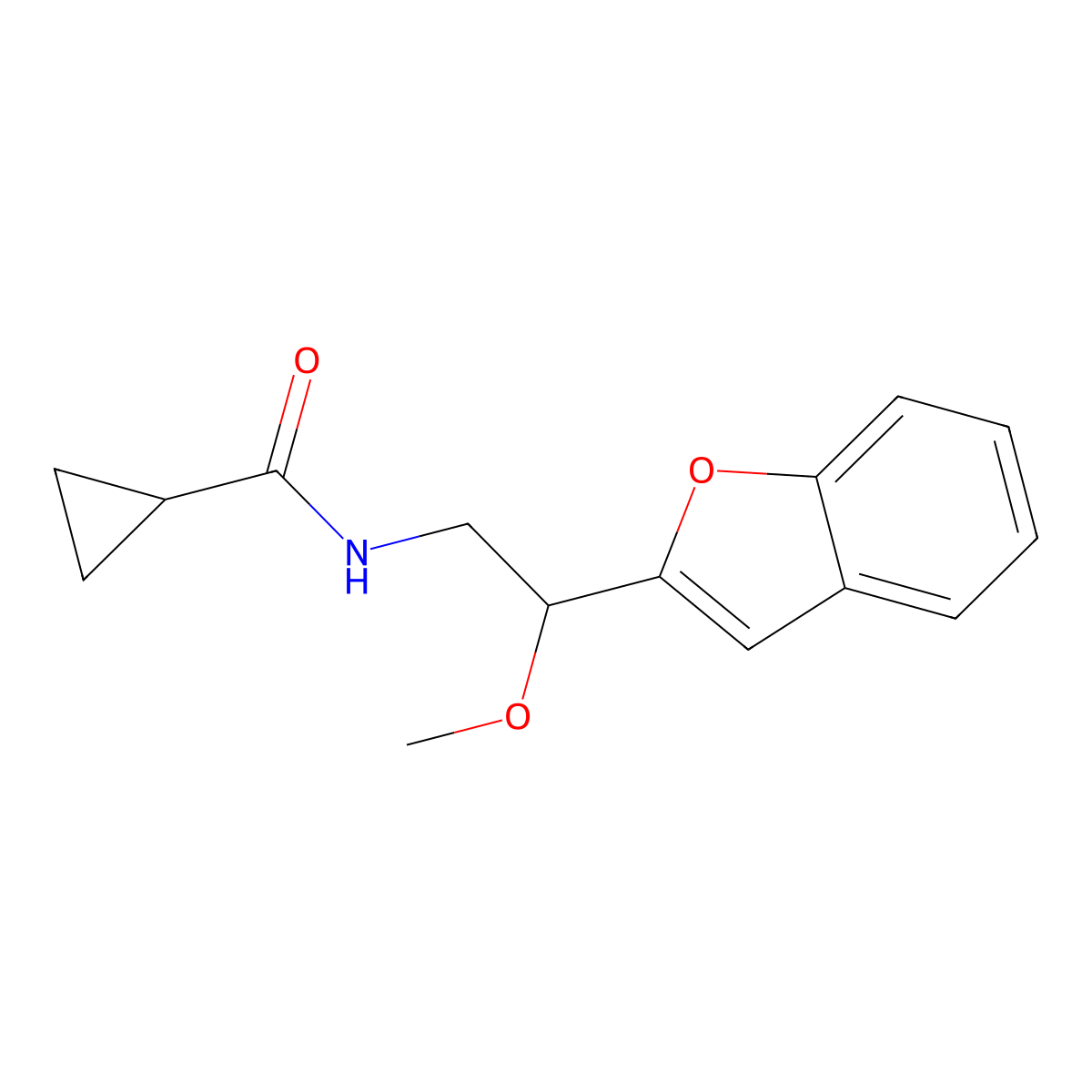 N-(2-(benzofuran-2-yl)-2-methoxyethyl)cyclopropanecarboxamide molecular structure, CAS 2034291-45-5