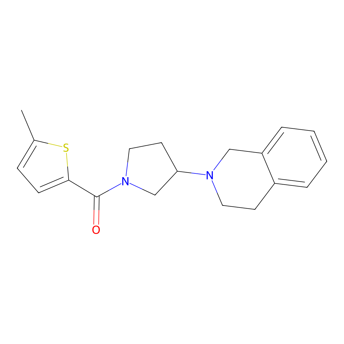 (3-(3,4-dihydroisoquinolin-2(1H)-yl)pyrrolidin-1-yl)(5-methylthiophen-2-yl)methanone molecular structure, CAS 2034291-47-7