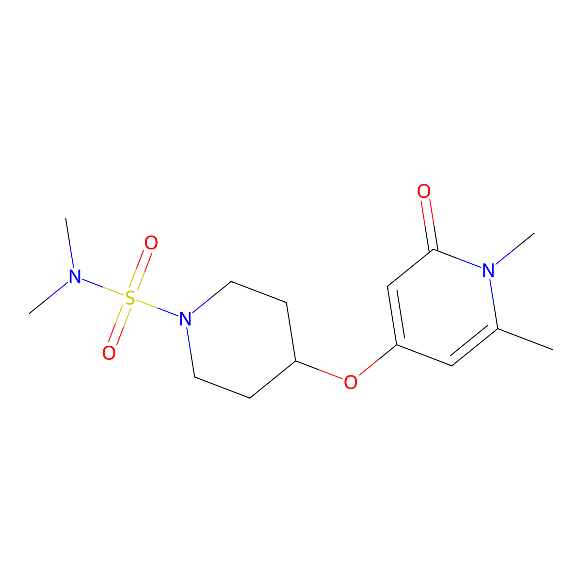 4-[(1,6-dimethyl-2-oxo-1,2-dihydropyridin-4-yl)oxy]-N,N-dimethylpiperidine-1-sulfonamide molecular structure, CAS 2034291-55-7