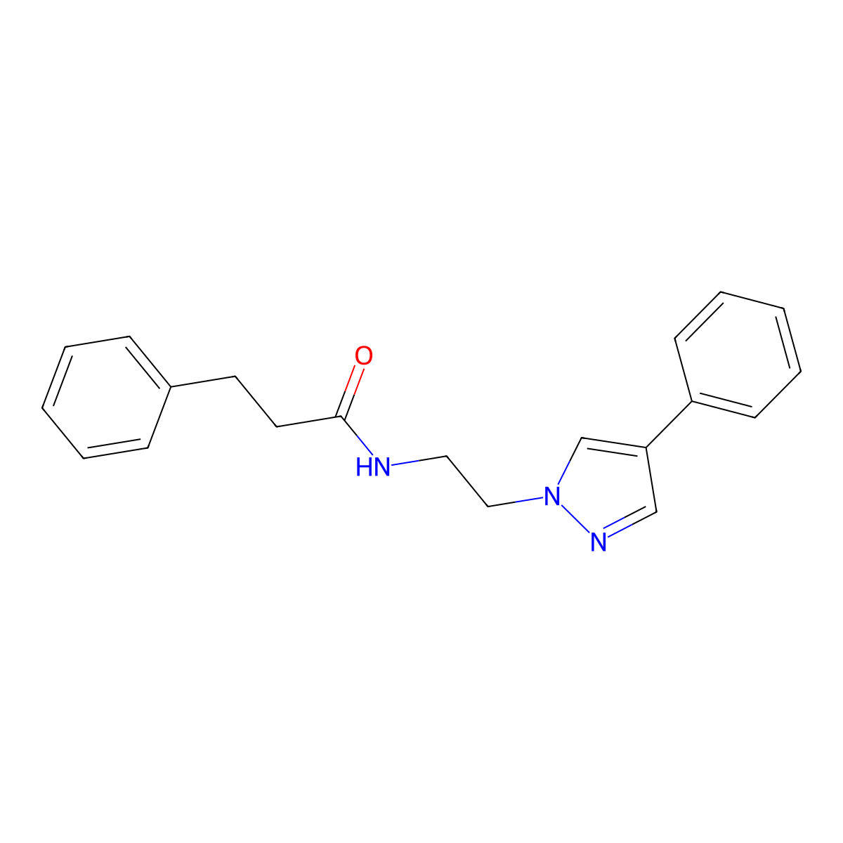 3-phenyl-N-(2-(4-phenyl-1H-pyrazol-1-yl)ethyl)propanamide molecular structure, CAS 2034291-57-9