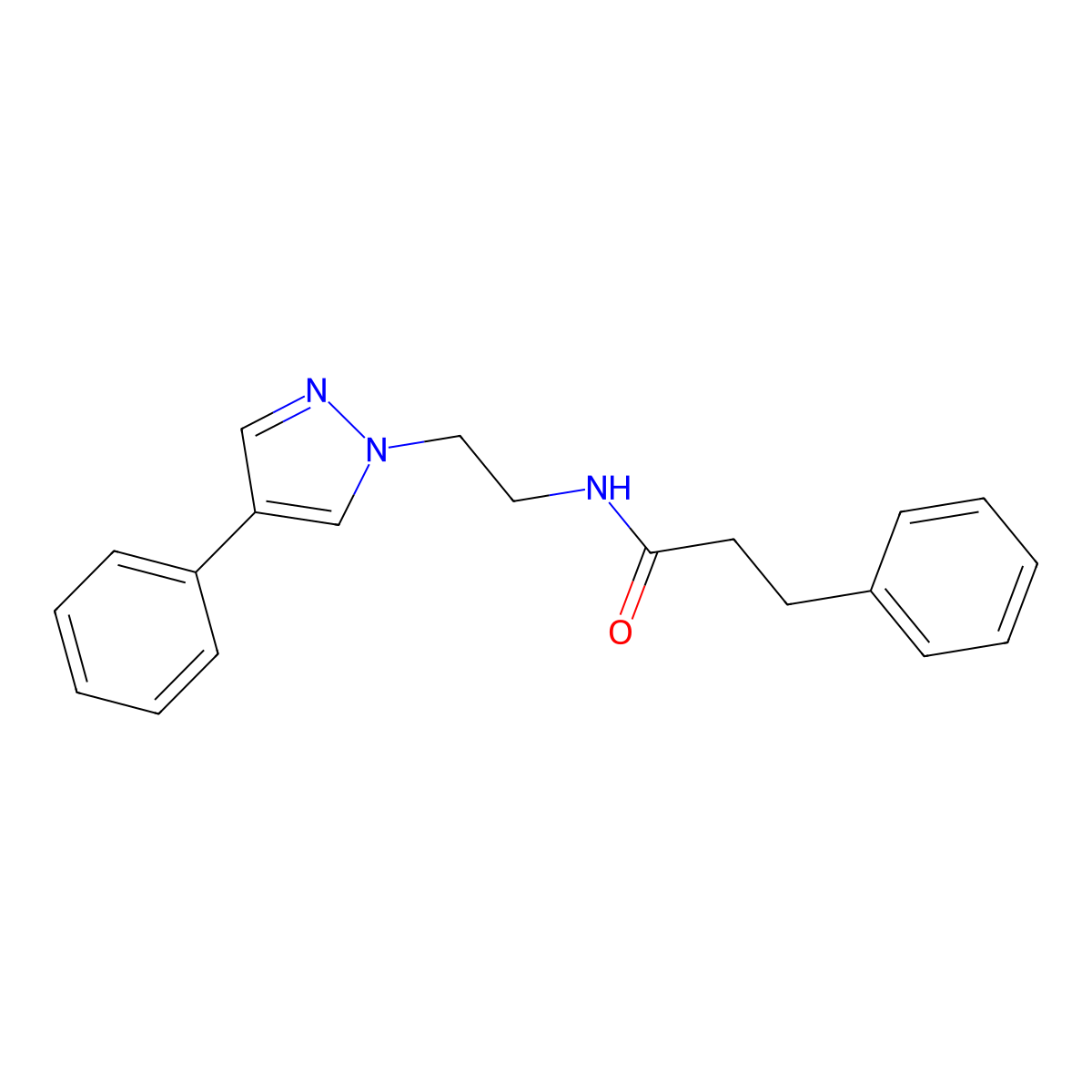 3-phenyl-N-(2-(4-phenyl-1H-pyrazol-1-yl)ethyl)propanamide molecular structure, CAS 2034291-57-9