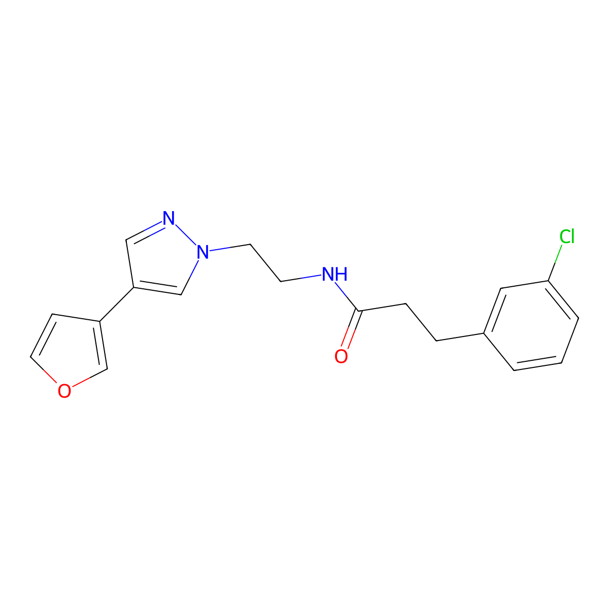 3-(3-chlorophenyl)-N-{2-[4-(furan-3-yl)-1H-pyrazol-1-yl]ethyl}propanamide molecular structure, CAS 2034291-59-1
