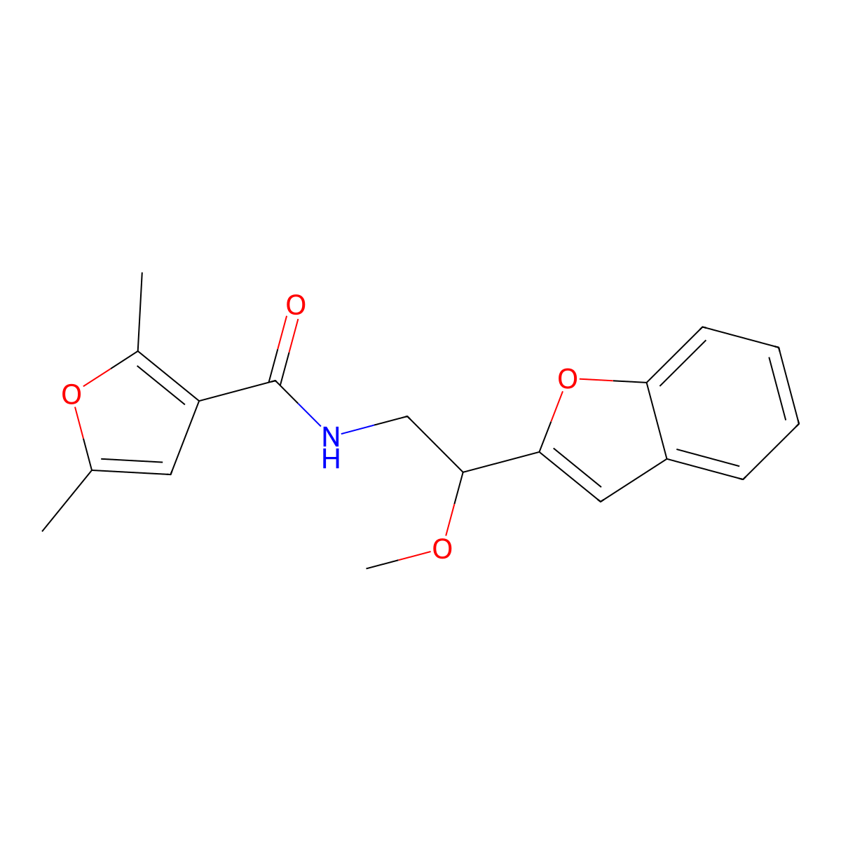 N-(2-(benzofuran-2-yl)-2-methoxyethyl)-2,5-dimethylfuran-3-carboxamide molecular structure, CAS 2034291-60-4