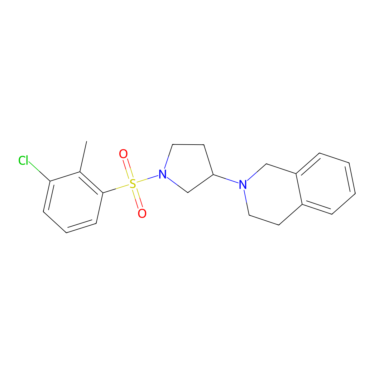 2-(1-((3-Chloro-2-methylphenyl)sulfonyl)pyrrolidin-3-yl)-1,2,3,4-tetrahydroisoquinoline molecular structure, CAS 2034291-63-7