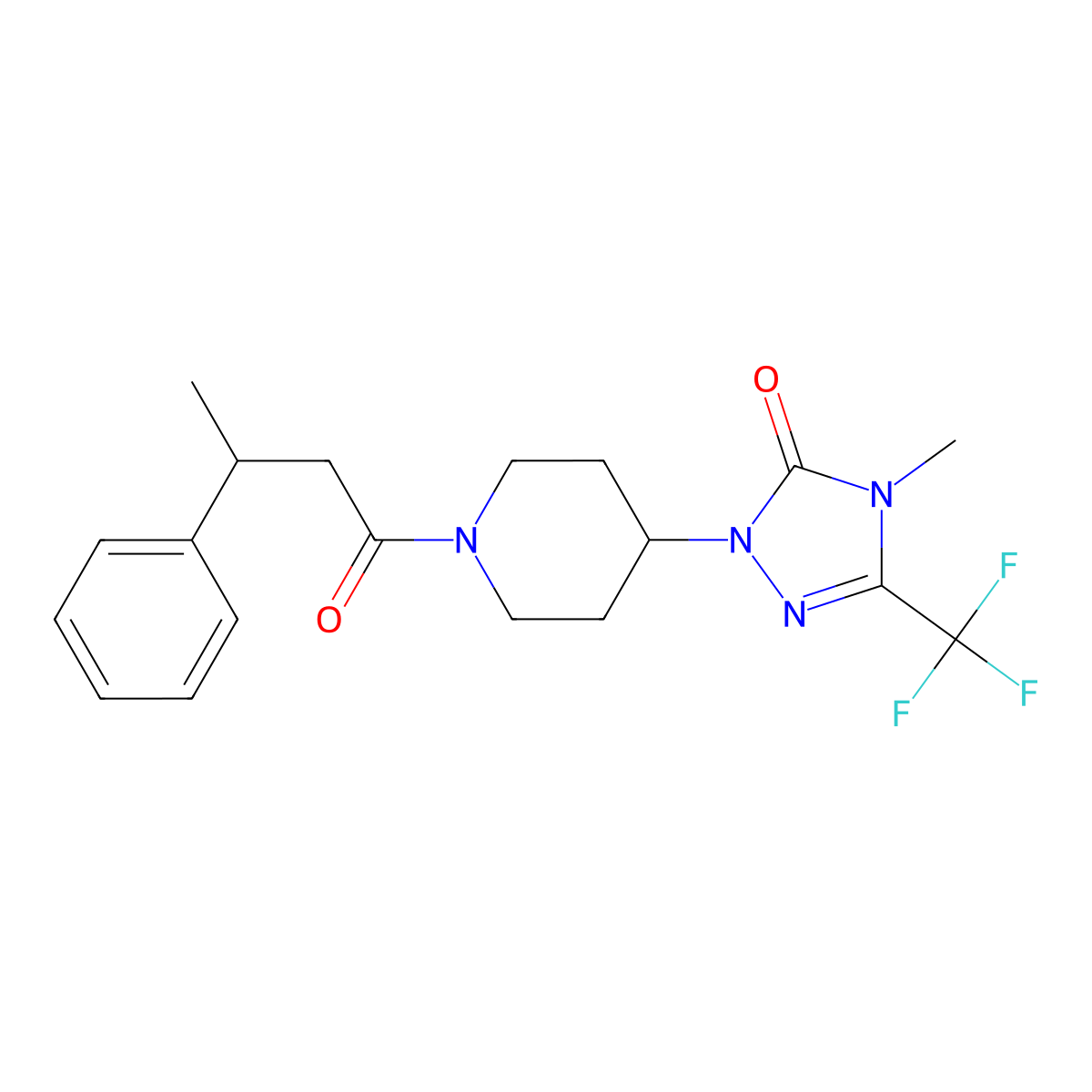 4-methyl-1-(1-(3-phenylbutanoyl)piperidin-4-yl)-3-(trifluoromethyl)-1H-1,2,4-triazol-5(4H)-one molecular structure, CAS 2034291-64-8