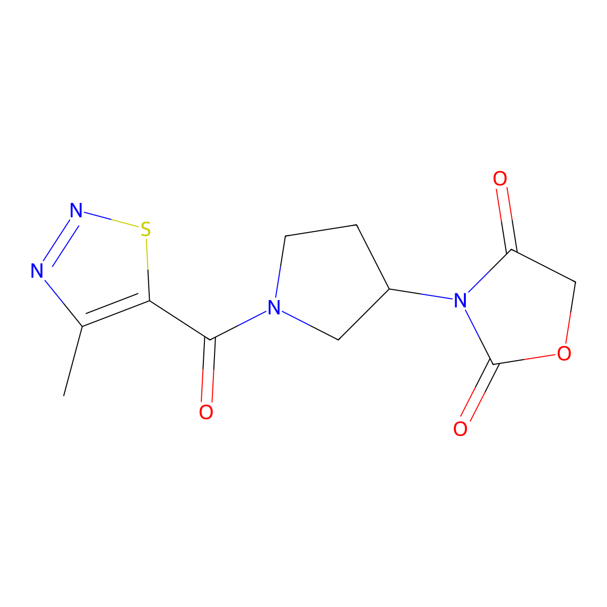 3-(1-(4-Methyl-1,2,3-thiadiazole-5-carbonyl)pyrrolidin-3-yl)oxazolidine-2,4-dione molecular structure, CAS 2034291-65-9