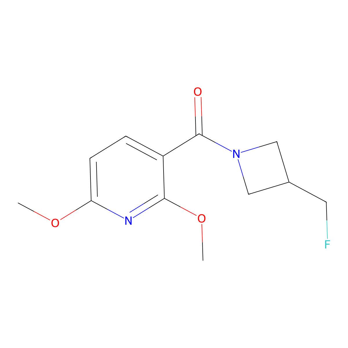 (2,6-Dimethoxypyridin-3-yl)(3-(fluoromethyl)azetidin-1-yl)methanone molecular structure, CAS 2034291-67-1