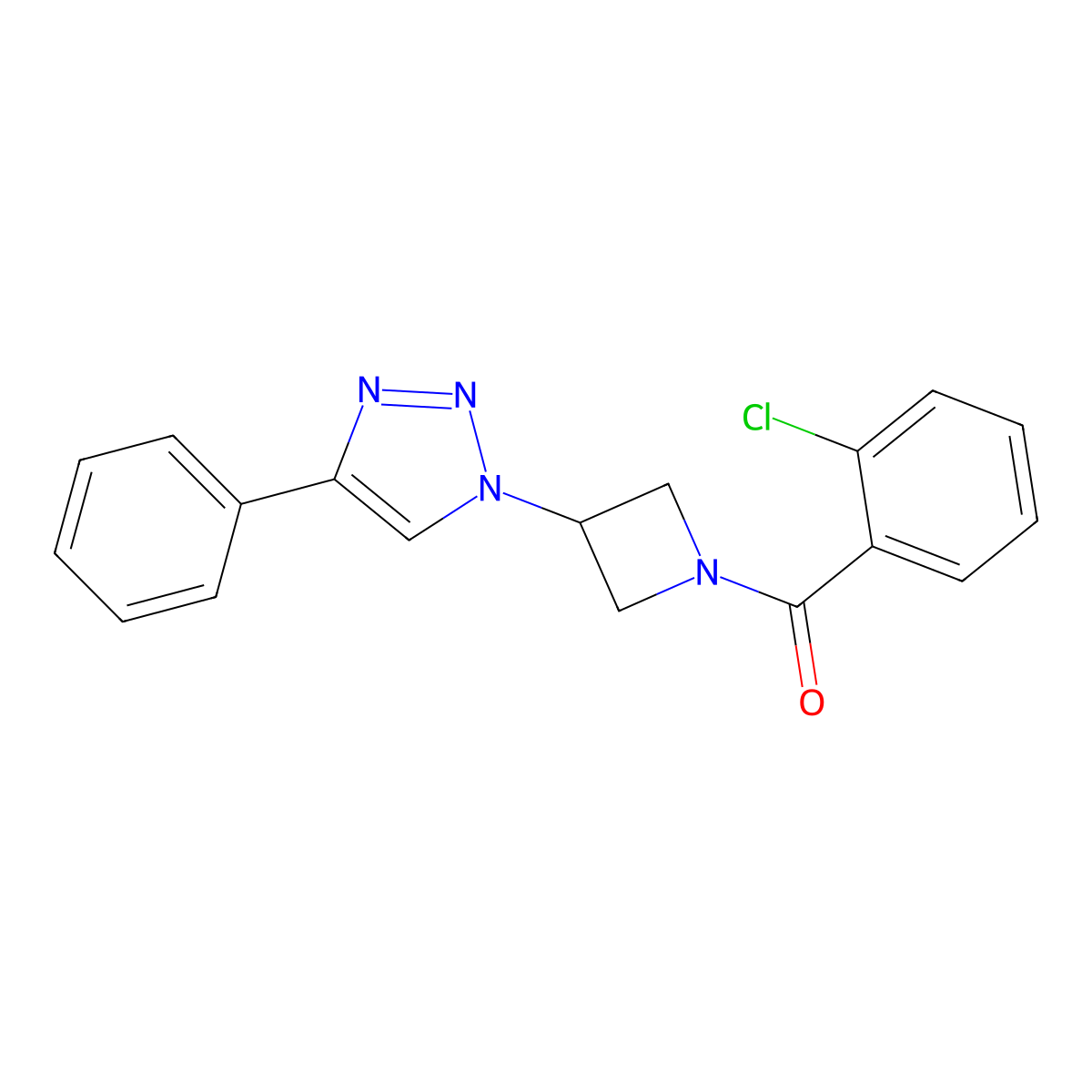 (2-chlorophenyl)(3-(4-phenyl-1H-1,2,3-triazol-1-yl)azetidin-1-yl)methanone molecular structure, CAS 2034291-70-6