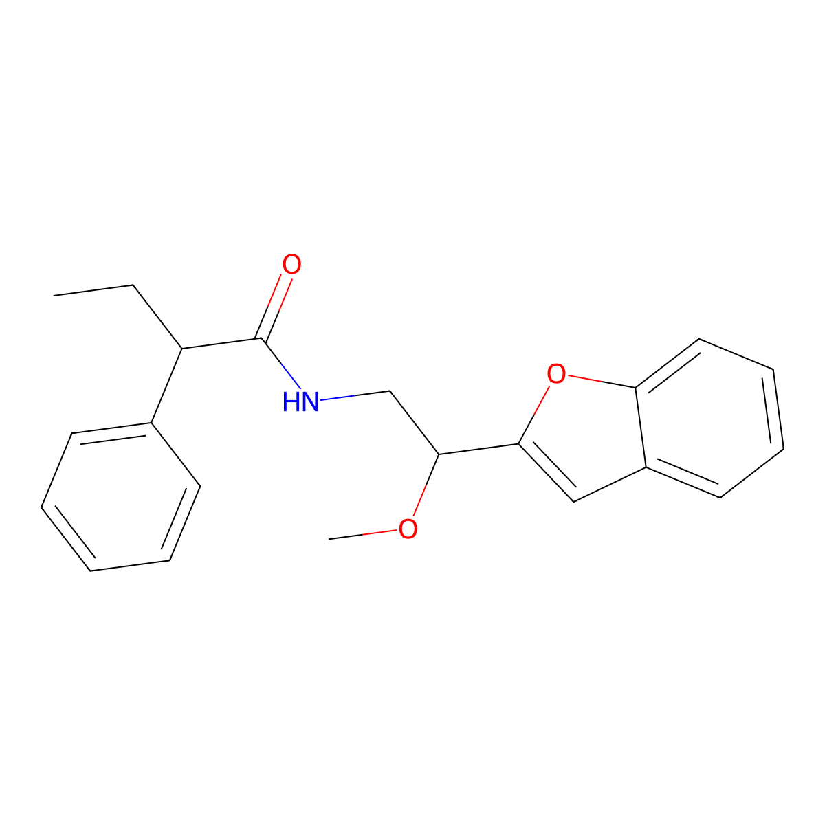 N-(2-(benzofuran-2-yl)-2-methoxyethyl)-2-phenylbutanamide molecular structure, CAS 2034291-71-7