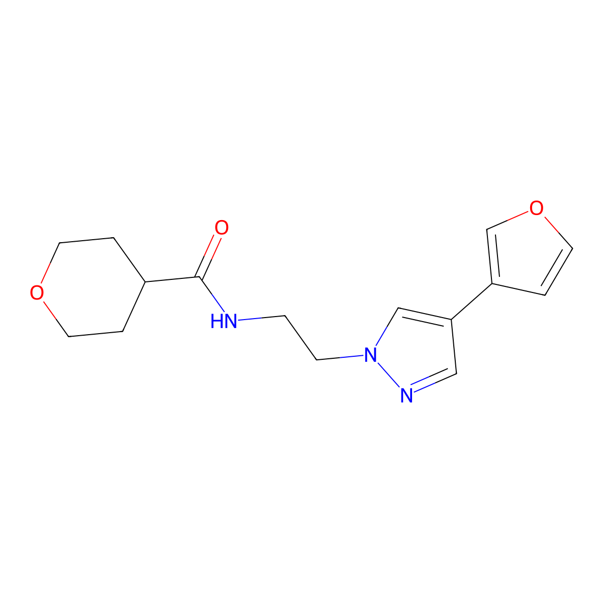 N-(2-(4-(furan-3-yl)-1H-pyrazol-1-yl)ethyl)tetrahydro-2H-pyran-4-carboxamide molecular structure, CAS 2034291-78-4