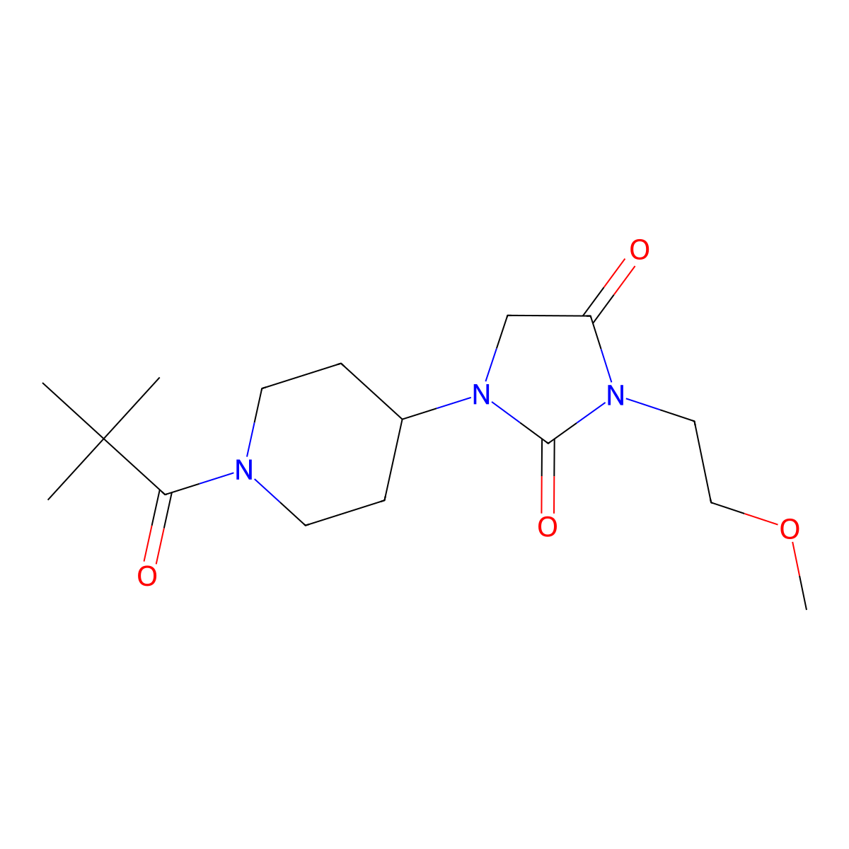 3-(2-Methoxyethyl)-1-(1-pivaloylpiperidin-4-yl)imidazolidine-2,4-dione molecular structure, CAS 2034291-80-8