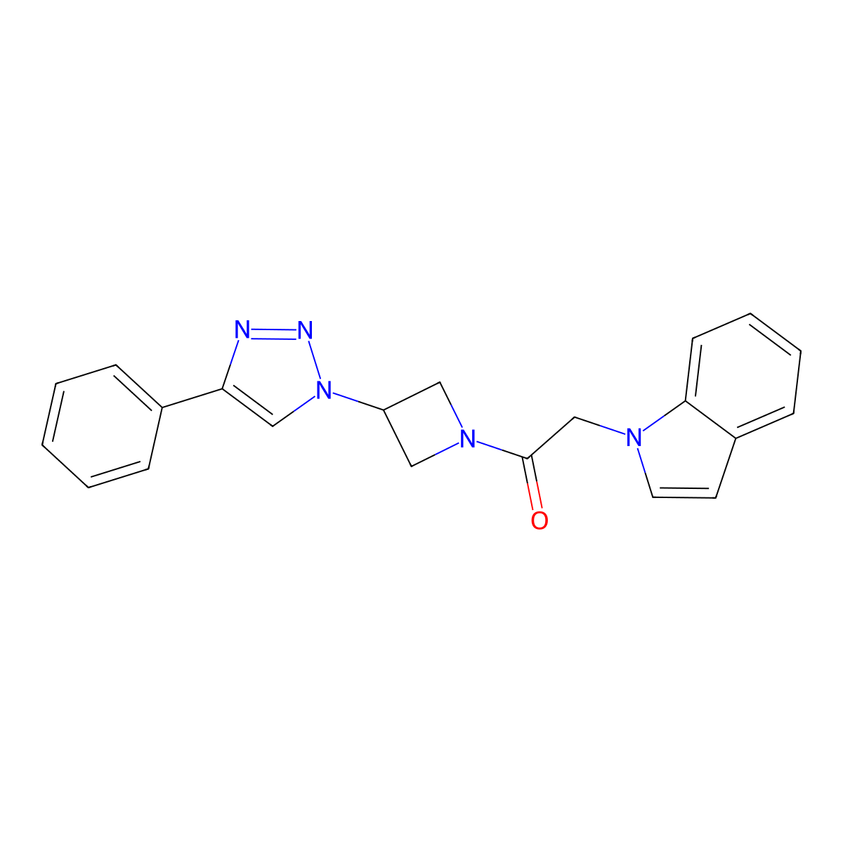 2-(1H-indol-1-yl)-1-(3-(4-phenyl-1H-1,2,3-triazol-1-yl)azetidin-1-yl)ethanone molecular structure, CAS 2034291-84-2