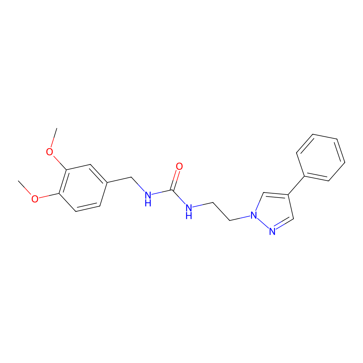 1-(3,4-dimethoxybenzyl)-3-(2-(4-phenyl-1H-pyrazol-1-yl)ethyl)urea molecular structure, CAS 2034291-88-6