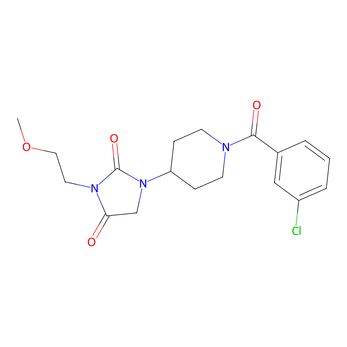 1-[1-(3-Chlorobenzoyl)piperidin-4-yl]-3-(2-methoxyethyl)imidazolidine-2,4-dione molecular structure, CAS 2034291-89-7