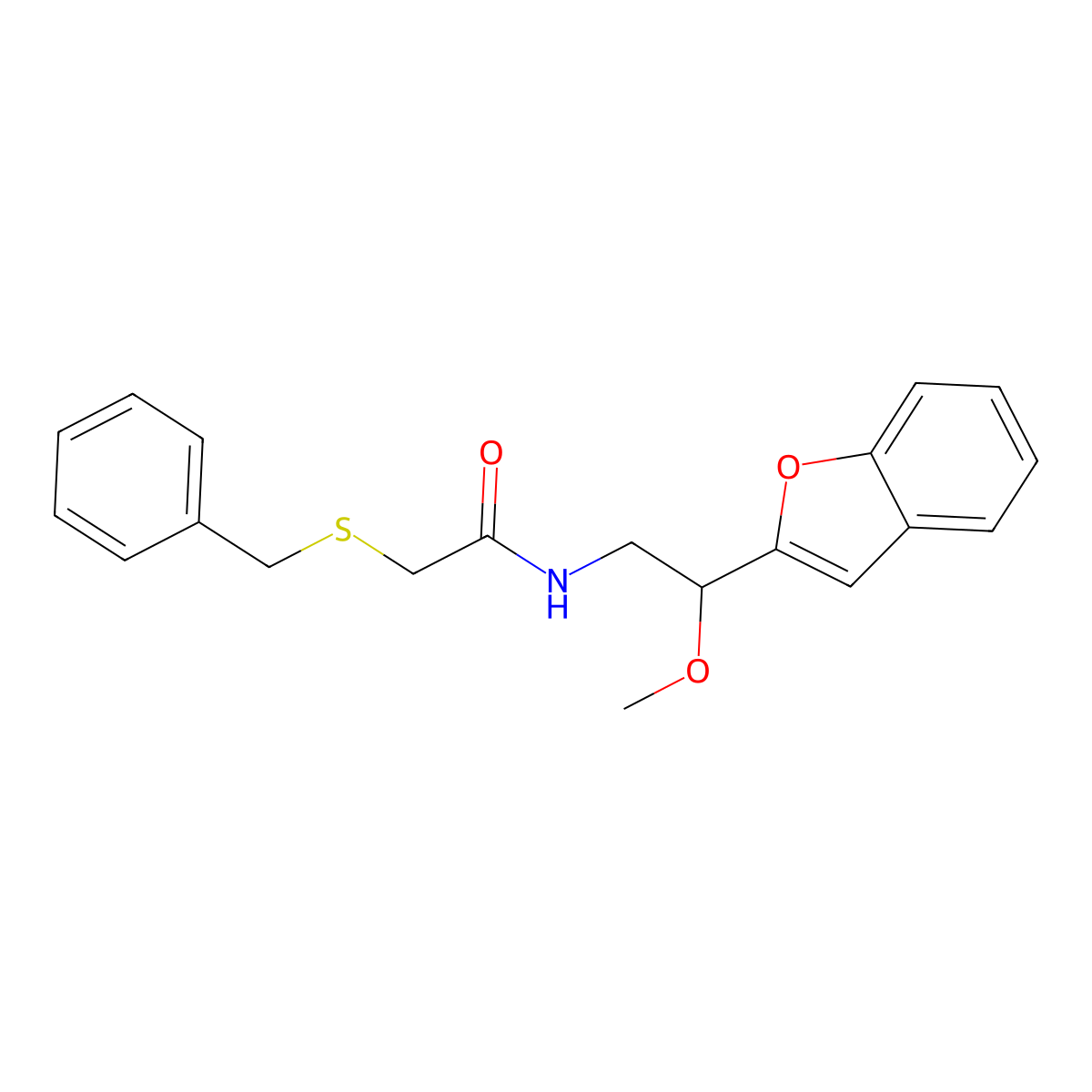 N-(2-(benzofuran-2-yl)-2-methoxyethyl)-2-(benzylthio)acetamide molecular structure, CAS 2034291-95-5