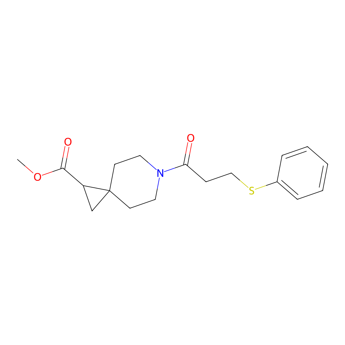 Methyl 6-(3-(phenylthio)propanoyl)-6-azaspiro[2.5]octane-1-carboxylate molecular structure, CAS 2034291-99-9