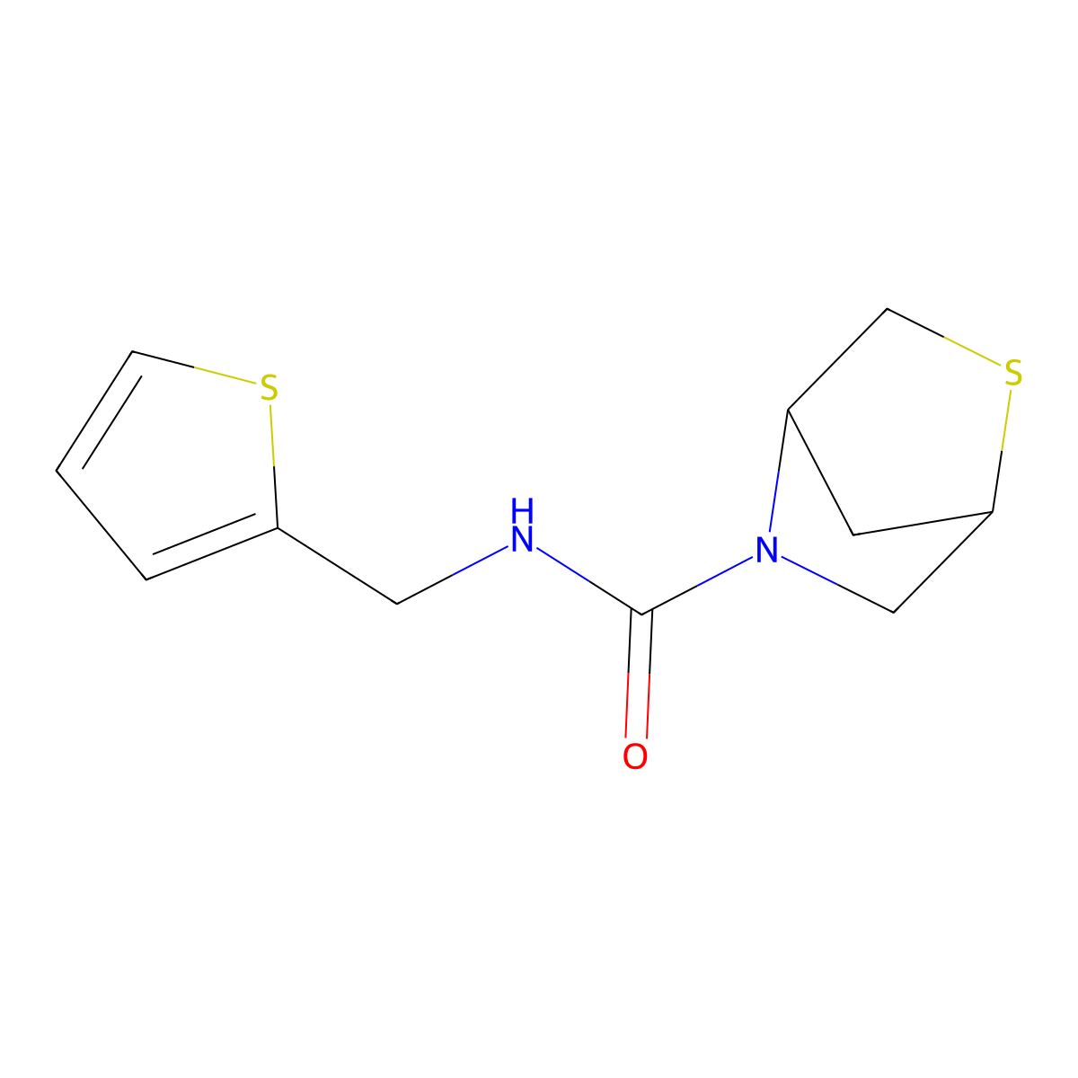 N-(thiophen-2-ylmethyl)-2-thia-5-azabicyclo[2.2.1]heptane-5-carboxamide molecular structure, CAS 2034292-16-3