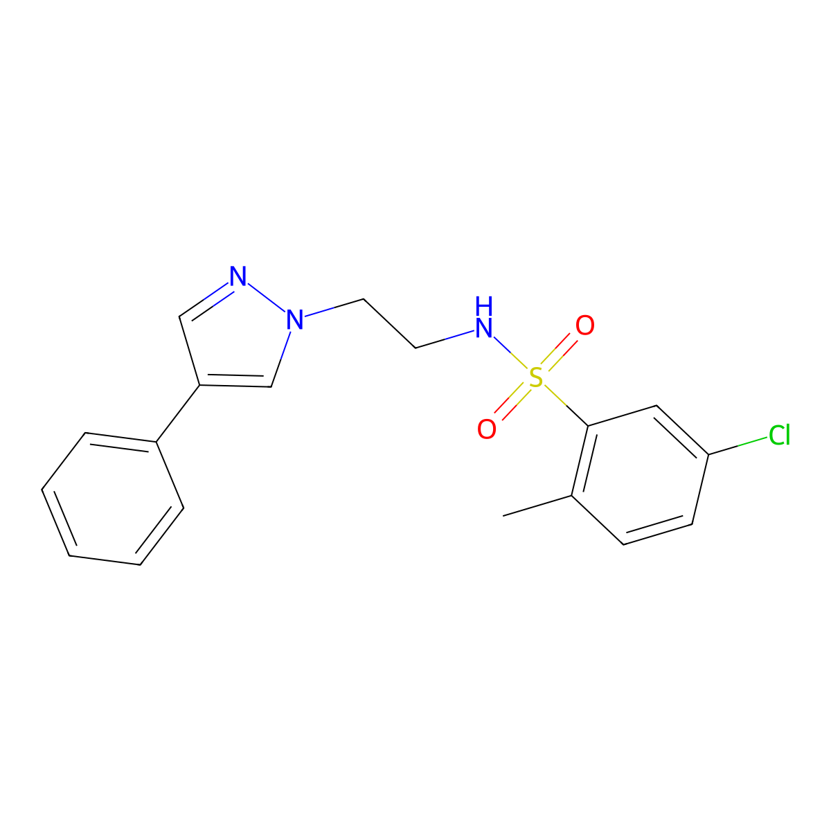 5-chloro-2-methyl-N-(2-(4-phenyl-1H-pyrazol-1-yl)ethyl)benzenesulfonamide molecular structure, CAS 2034292-19-6