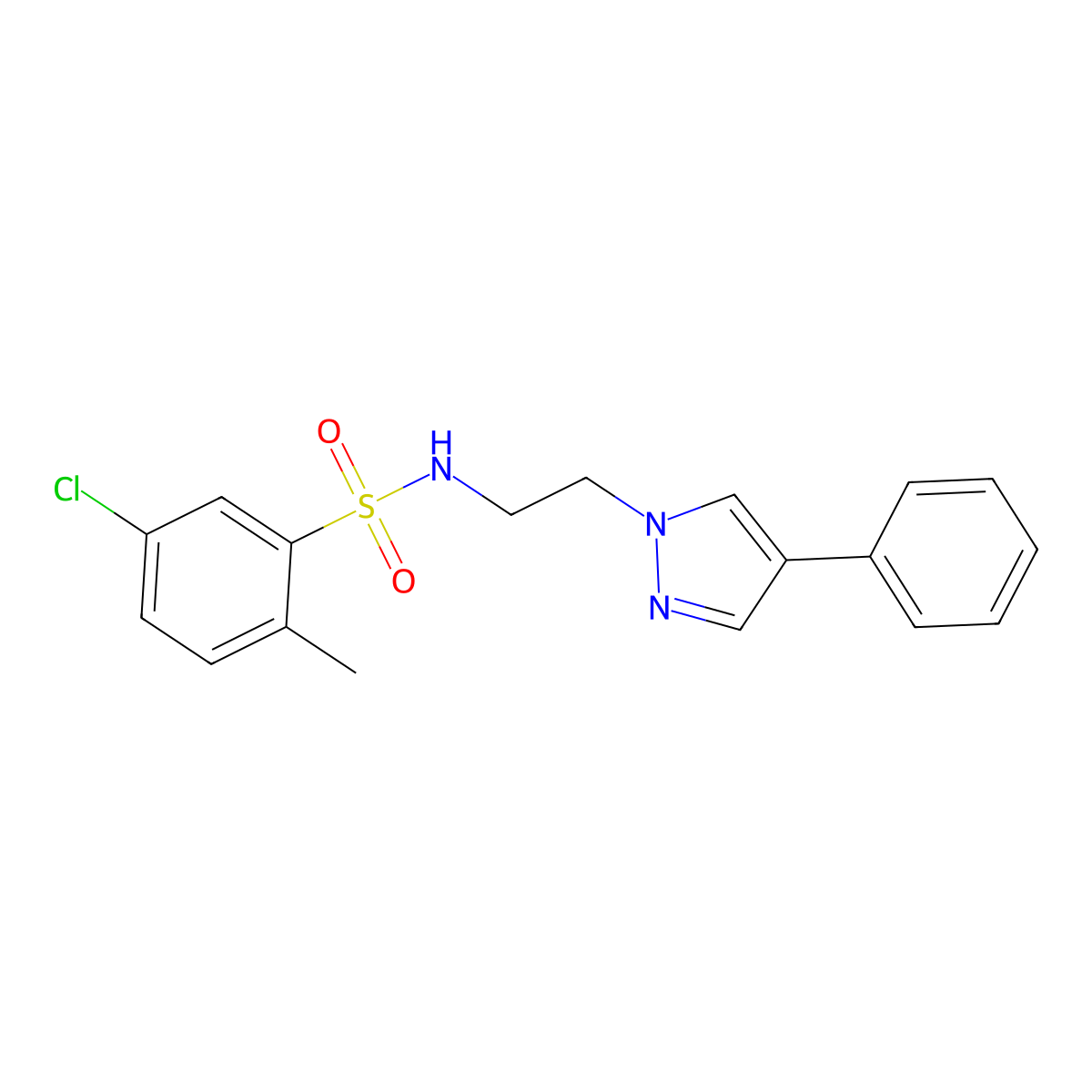 5-chloro-2-methyl-N-(2-(4-phenyl-1H-pyrazol-1-yl)ethyl)benzenesulfonamide molecular structure, CAS 2034292-19-6