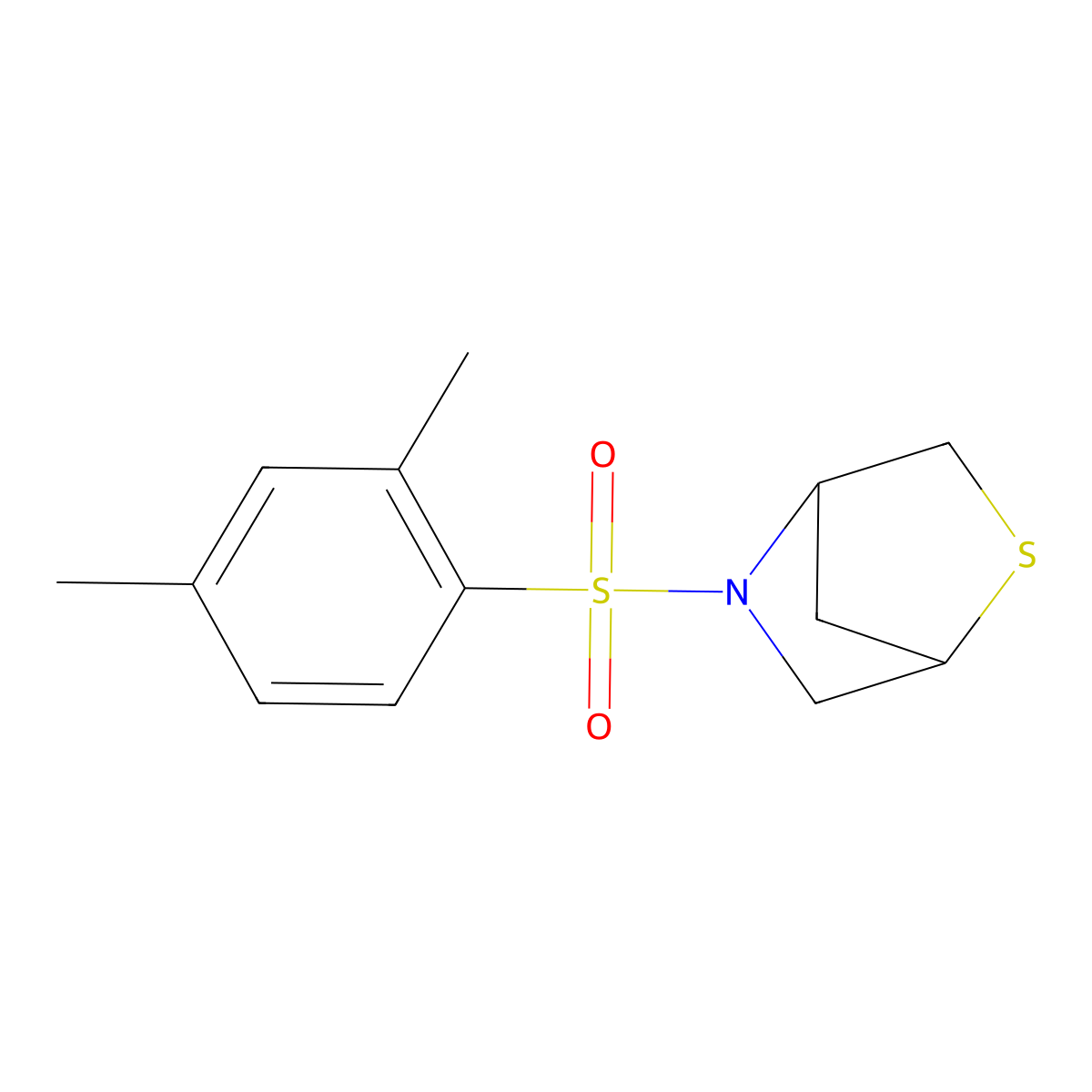 5-((2,4-Dimethylphenyl)sulfonyl)-2-thia-5-azabicyclo[2.2.1]heptane molecular structure, CAS 2034292-22-1