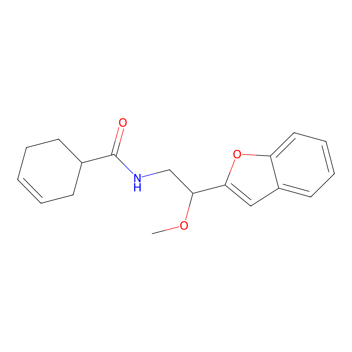 N-(2-(benzofuran-2-yl)-2-methoxyethyl)cyclohex-3-enecarboxamide molecular structure, CAS 2034292-24-3