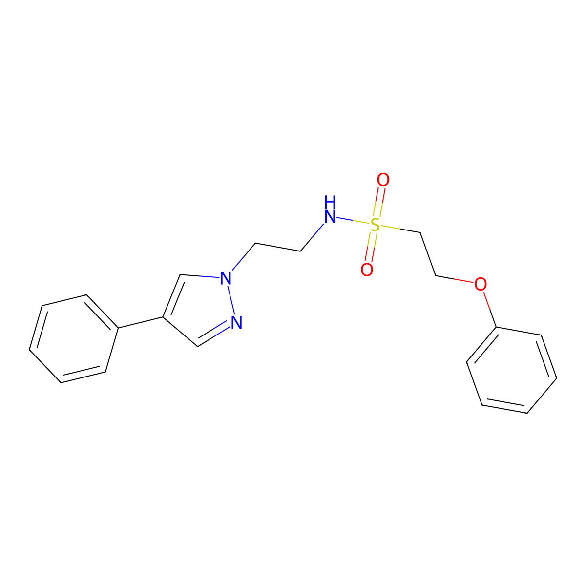 2-phenoxy-N-(2-(4-phenyl-1H-pyrazol-1-yl)ethyl)ethanesulfonamide molecular structure, CAS 2034292-25-4