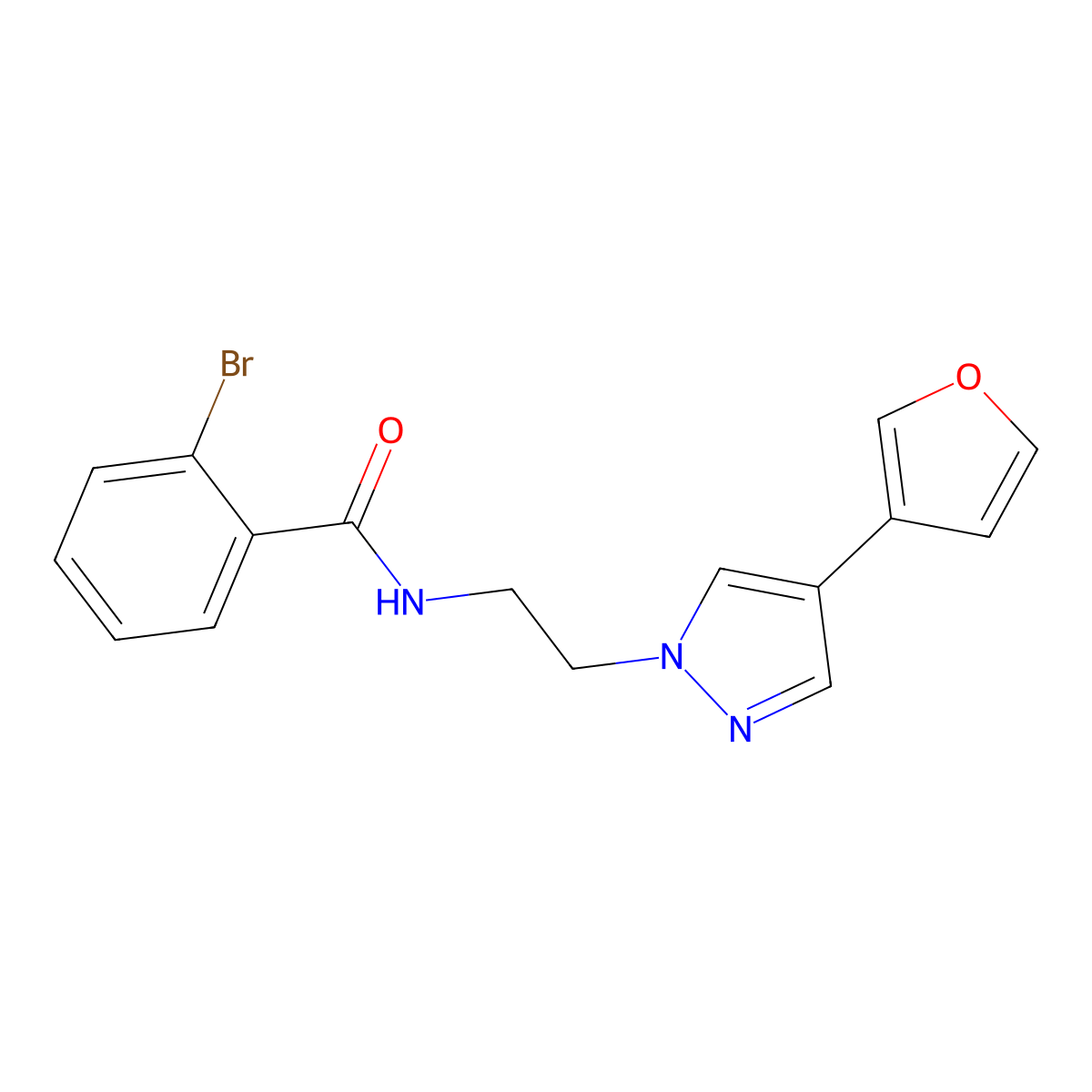 2-bromo-N-(2-(4-(furan-3-yl)-1H-pyrazol-1-yl)ethyl)benzamide molecular structure, CAS 2034292-26-5
