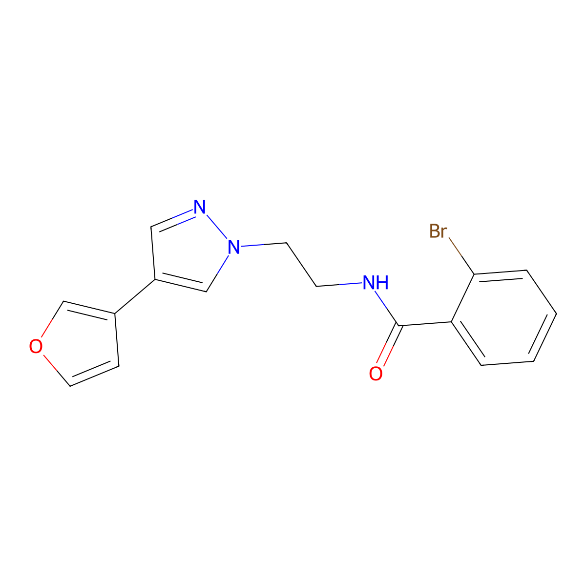 2-bromo-N-(2-(4-(furan-3-yl)-1H-pyrazol-1-yl)ethyl)benzamide molecular structure, CAS 2034292-26-5
